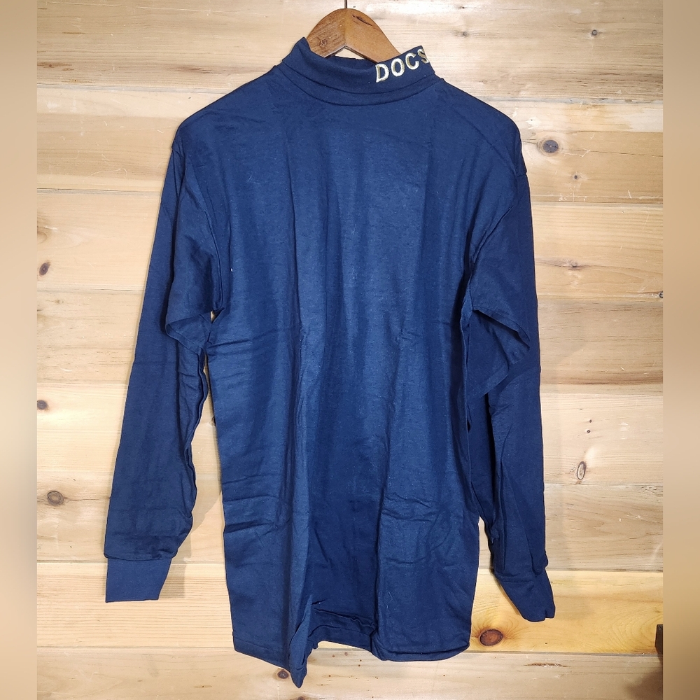 Vintage DOCS Turtleneck Shirt Navy Mens L Cotton 9802 Correctional Services